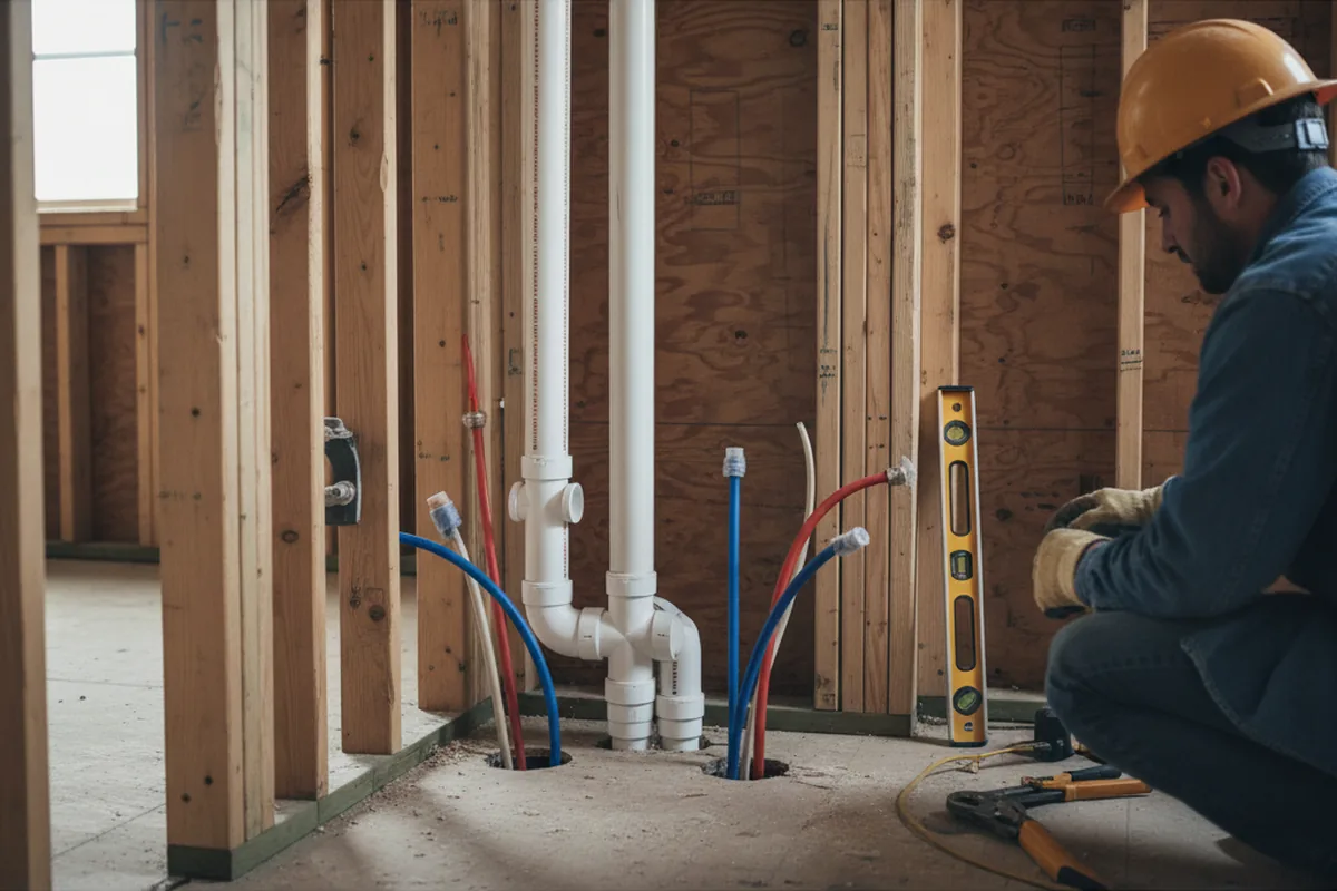 Drain and supply rough-in during Leak Detection in Fort Worth