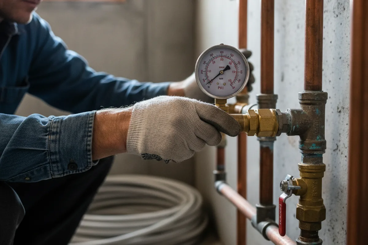 Pressure testing a repaired line during Water Line Repair in Fort Worth